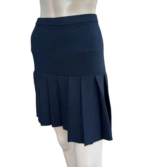 St. John Petite Black Santana Knit 2pc Skirt Suit Set Gold Button Cardigan Mini - Picture 14 of 16